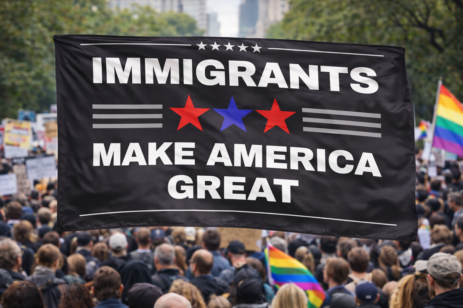 "Immigrants Make America Great" Protest Flag